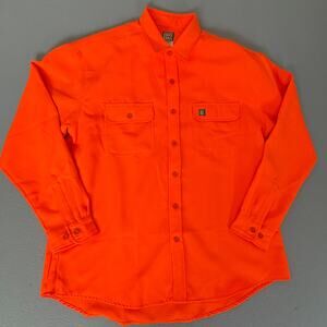 Big Bill Blaze Orange Button Front Work Shirt Mens XL Regular 100% Acrylic